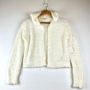 Love More Eyelash Hooded Open Front Cardigan Sweater NWT